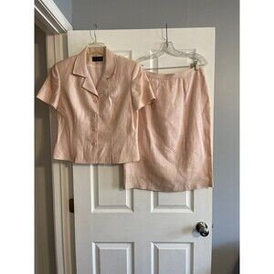 K.G. Studio New York Pink Linen Skirt Suit Size 14